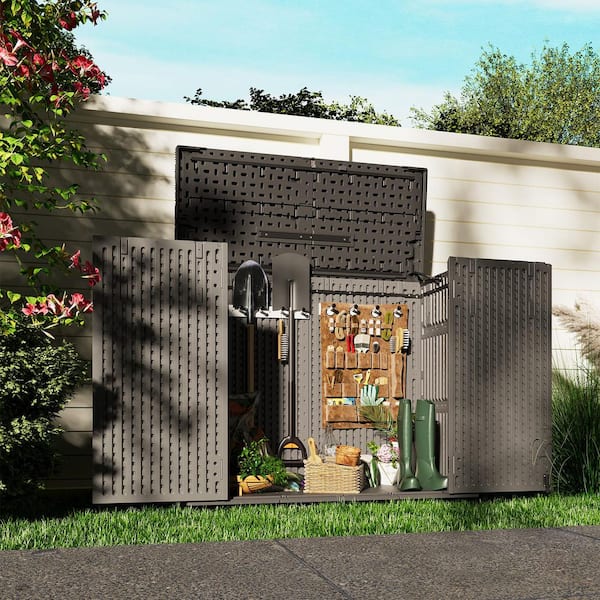 4 ft. 7.9 in. W x 2 ft. 2.4 in. D x 4 ft. H Resin Shed Horizontal Outdoor Storage Cabinet for Garden Home (12 sq. ft.)