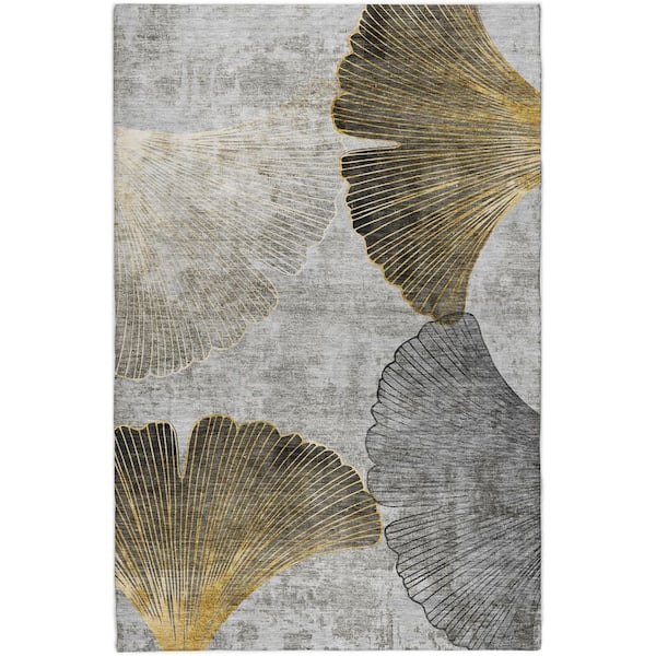 Dream Shag Premium Machine Washable Abstract ADS626 Gray 10 ft. x 14 ft. Area Rug