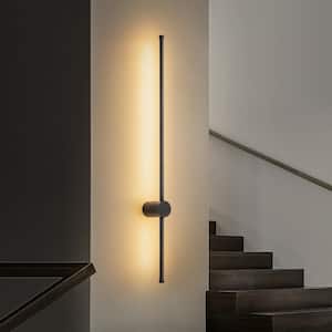 Sean 1-Light Modern Minimalist Style 35.43 in. H Strip LED Black Wall Sconce