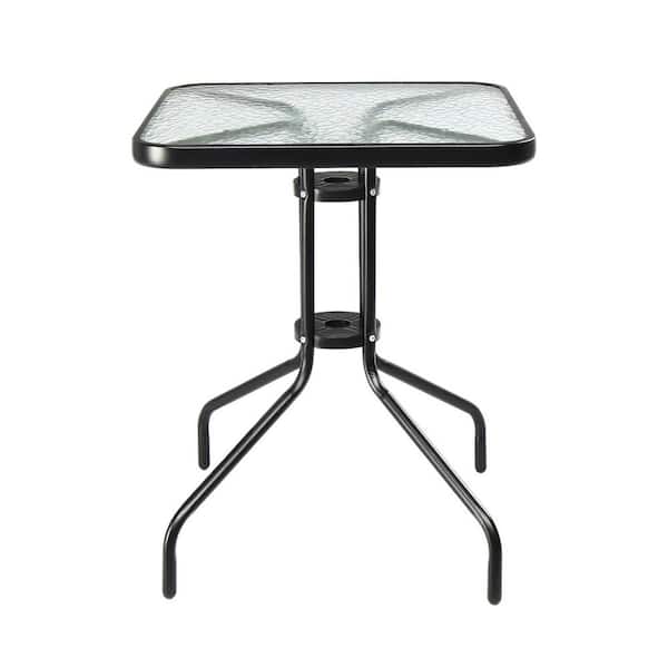 23. 6 in. Square Patio Bistro Table with Tempered Glass Top