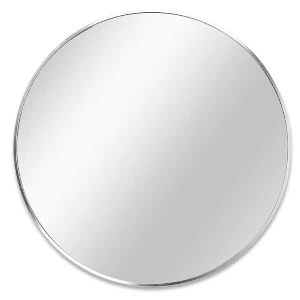 Unbranded 32 in. W x 32 in. H Round Framed Wall Bathroom Vanity Mirror in Silver