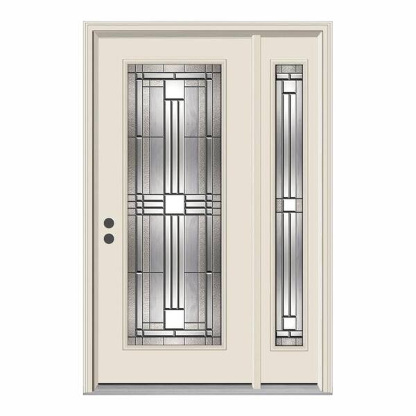JELD-WEN 52 in. x 80 in. Full Lite Cordova Primed Steel Prehung Right-Hand Inswing Front Door with Right-Hand Sidelite