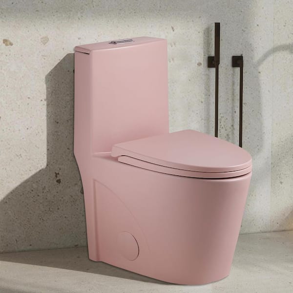 1.1/1.6 GPF Dual Flush Elongated 1-Piece Toilet in Pink with Comfort Chair Seat ADA Height