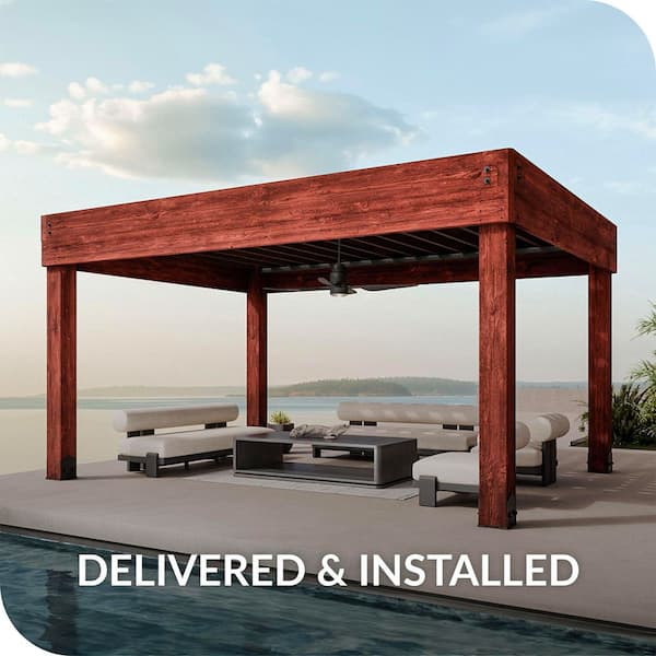 Professionally Assembled Contemporary 12 ft. x 16 ft. Pergola Premium Timber Pergola with 8 in. x 8 in. Solid Posts
