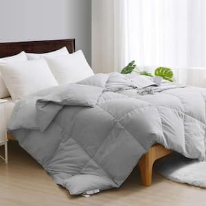 LakeFront Grey King Size Goose Feather Down Comforter Ultra Soft All Seasons 106x90 cotton