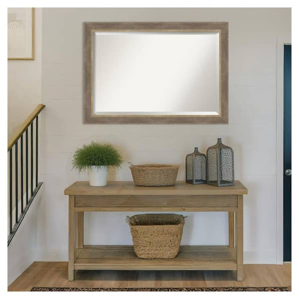 DriftWood Framed Wall Mirror Tan 40.75 in. x 28.75 in. Beveled Coastal Rectangle Wood Framed Wall Mirror