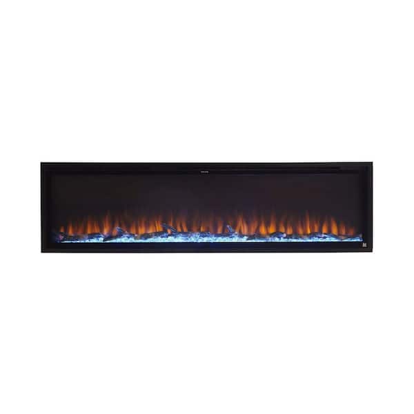 Sideline Elite 72 in. Wall Mount or Recessed Smart Electric Fireplace in Black with LED Flame