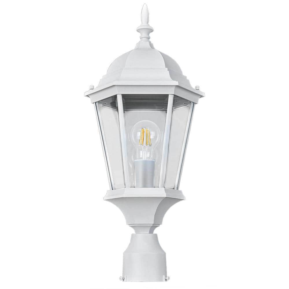 Oak Creek 1 White Aluminum Hardwired Outdoor Waterproof Post Light with LED