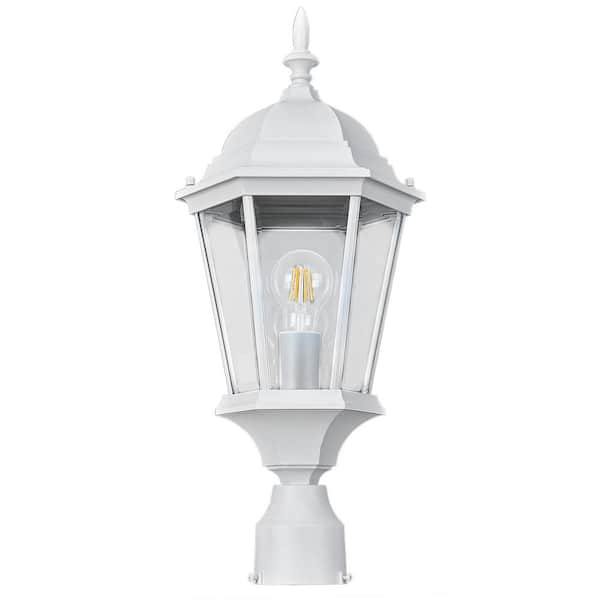 Design House Oak Creek 1 White Aluminum Hardwired Outdoor Waterproof Post Light with LED