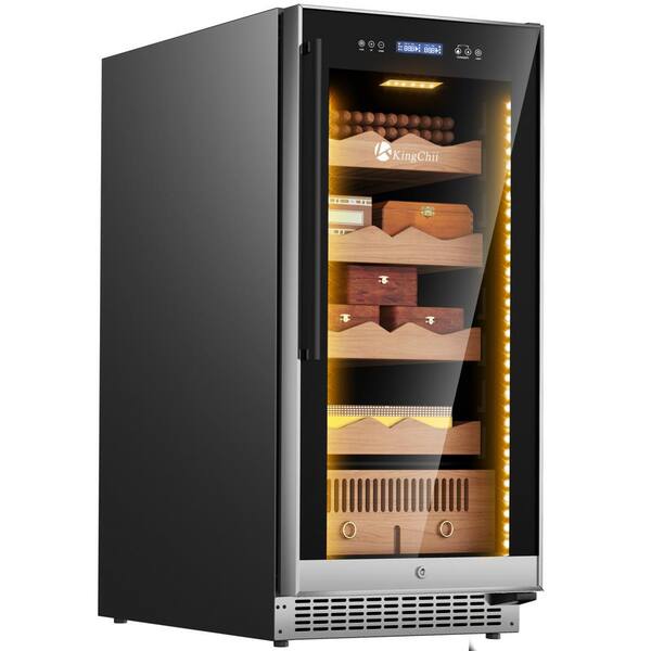 KingChii 24 in. W x 48 in. H 265L Black Metal Cigar Humidor Temp and