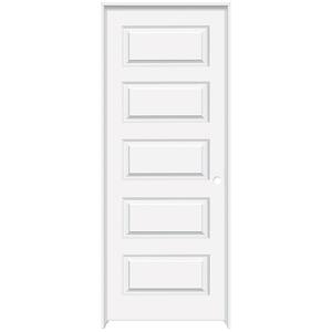 24 in. x 80 in. 5-Panel Left-Handed Solid Core White Primed Wood Composite Single Prehung Interior Door w/Bronze Hinges