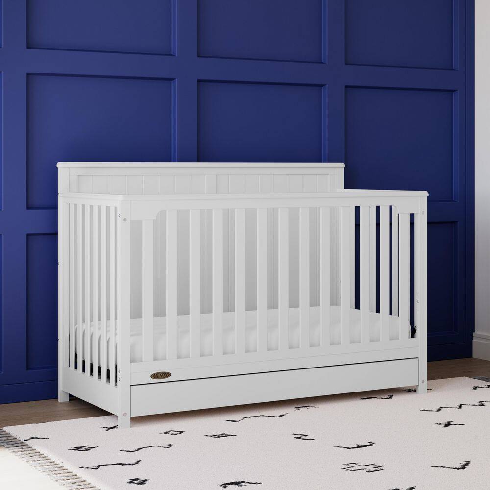 White 5-in-1 Convertible Crib with Storage Drawer