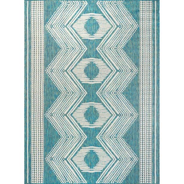 nuLOOM Ranya Tribal Green 4 ft. x 6 ft. Indoor/Outdoor Area Rug