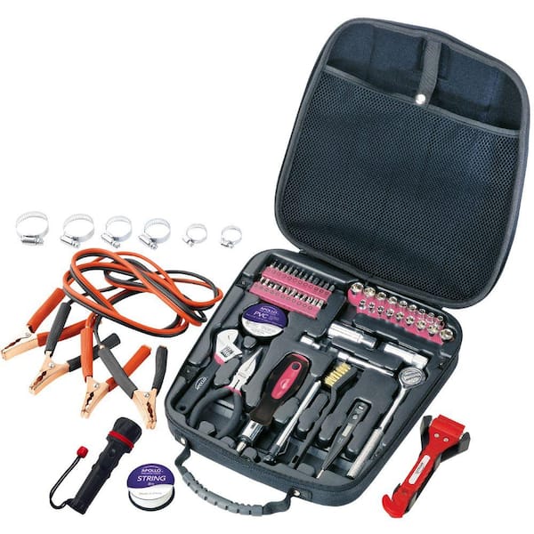 Apollo Travel and Automotive Tool Kit in Pink (64-Piece)