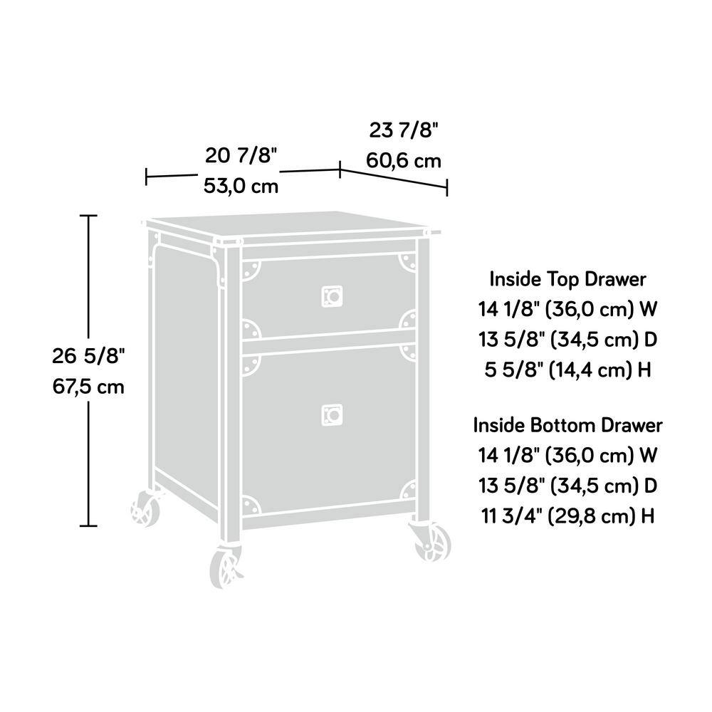 Carbon Oak 2-Drawer Mobile Pedestal with Powder-Coated Metal Frame