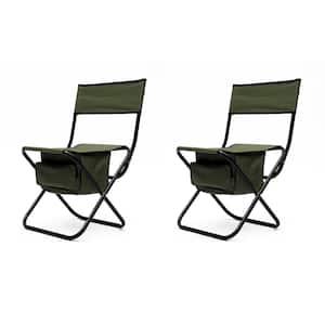46.46 in. L Black Plus Green 3-Piece Aluminum Folding Outdoor Patio Conversation Table and Chair Set
