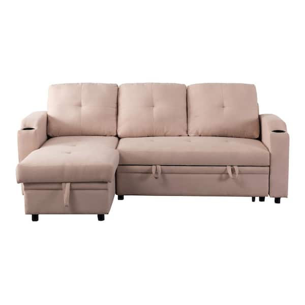 NEUTYPE 86 in. Beige Linen Flared Arm Sofa Bed