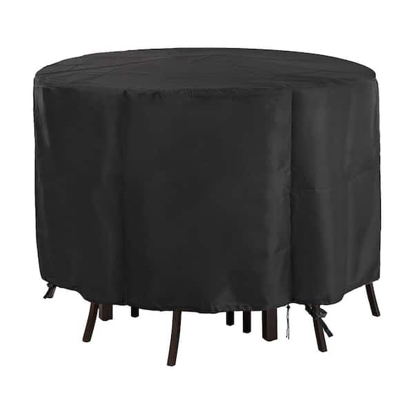 90 Inch Round Black Patio Bar Height Table and Chair Cover, Waterproof Outdoor Furniture Protector for All Seasons