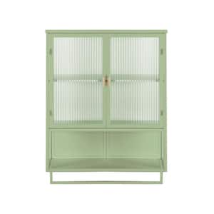 24 in. W x 9 in. D x 31 in. H Bathroom Storage Wall Cabinet in Green with an Open Shelf and Towel Rack