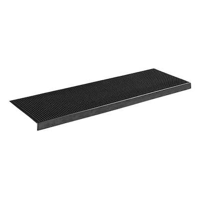 Ottomanson Easy clean, Waterproof, Low Profile Non-Slip Indoor/Outdoor  Rubber Stair Treads, 10 in. x 30 in. (Set of 5), Black Nib RDM8113-5PK -  The Home Depot