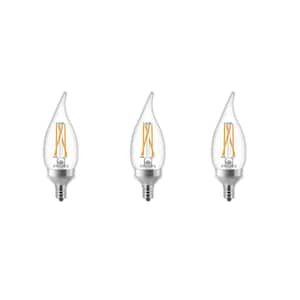 25-Watt Equivalent Soft White BA11 Dimmable Warm Glow Dimming Effect LED Candle Light Bulb Bent Tip E12 (2700K) (3-Pack)