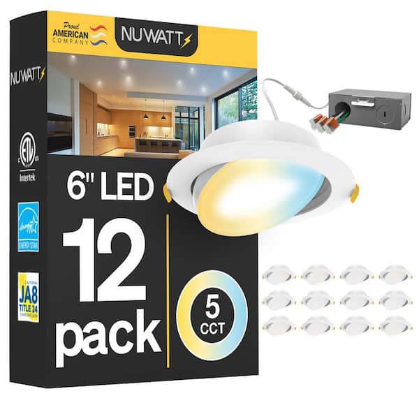 6 In. Canless 2700K-5000K 5 CCT New Construction, Remodel Integrated LED Recessed Light Kit - 12 Pack