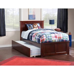 Madison Walnut Twin Extra Long Bed with Matching Footboard and Twin Extra Long Trundle