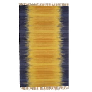 Handmade Wool Yellow 9 ft. x 12 ft. Transitional Ombre Santa Fe Area Rug