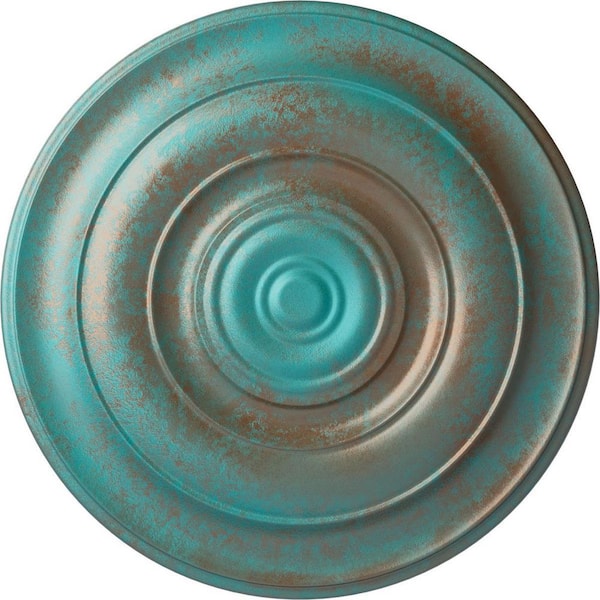 Ekena Millwork 18 in. x 1-1/2 in. Niobe Urethane Ceiling Medallion (Fits Canopies upto 8-5/8 in.), Copper Green Patina