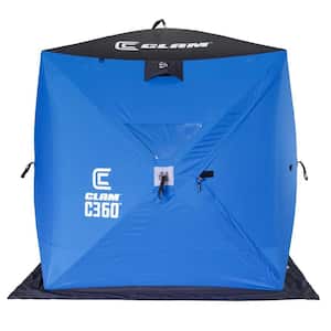 CLAM X-400 Portable 8 Ft 6 Person Pop Up Ice Fishing Thermal Hub