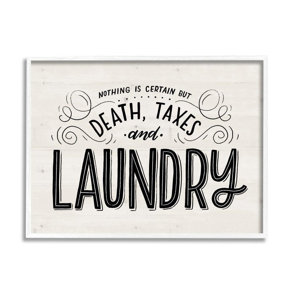 White Framed Playful Typography Wall Art, 16 x 20
