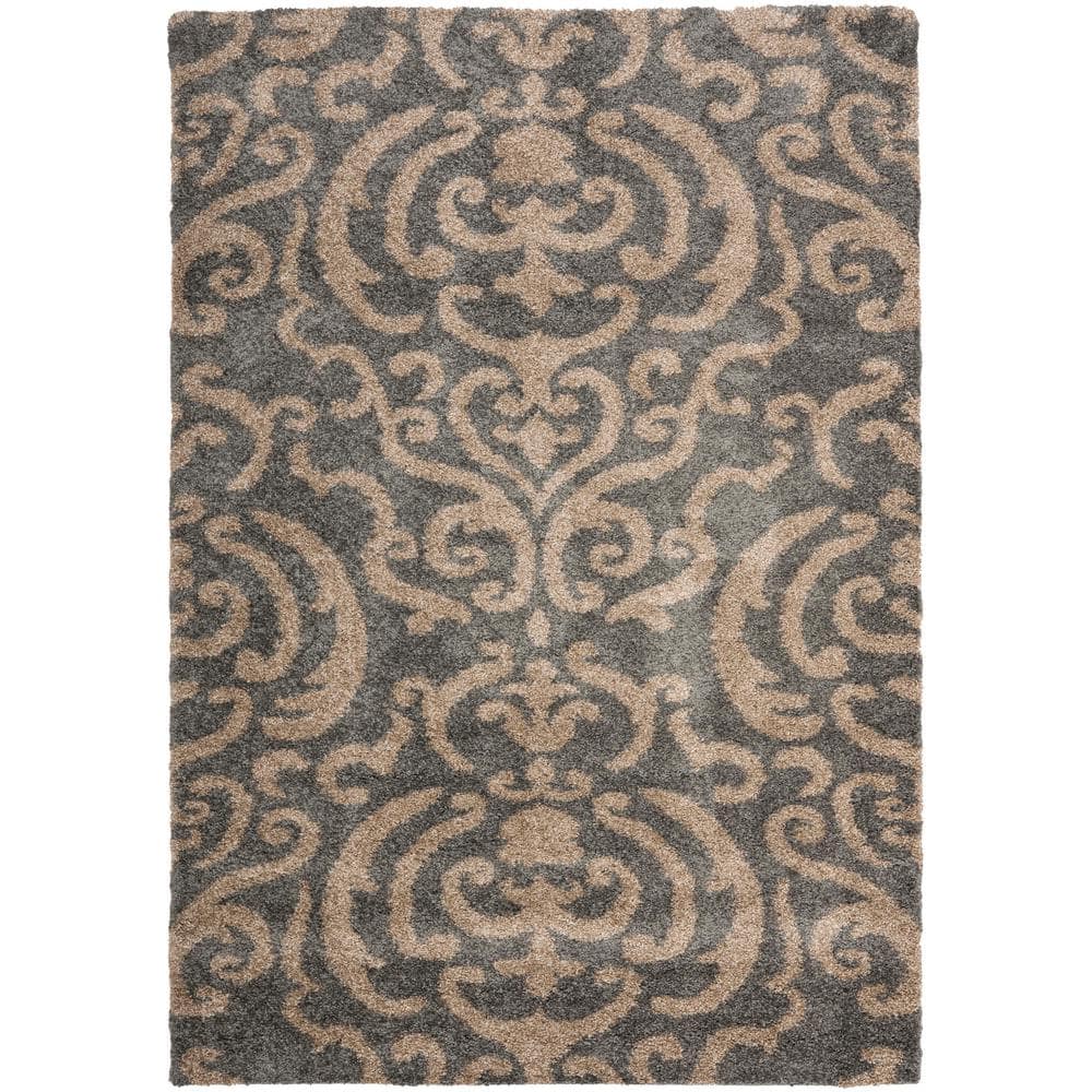 Gray and Beige 8' x 10' Shag Area Rug