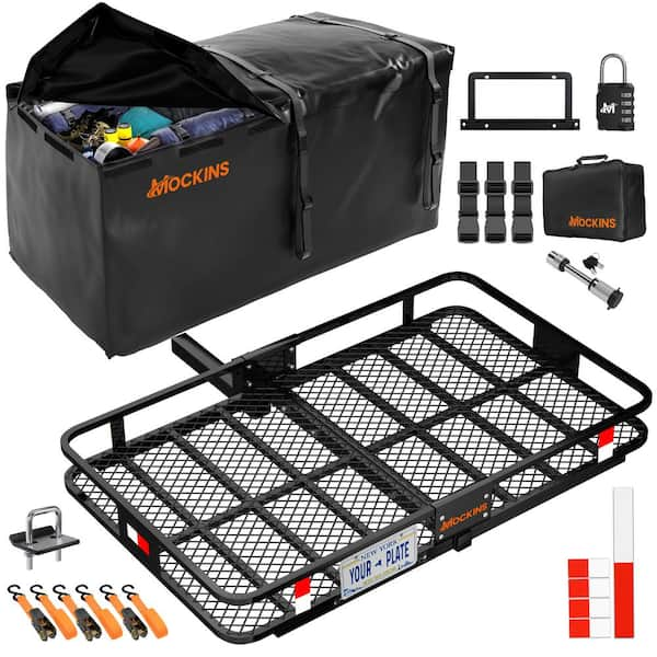 60 in. x36 in. x6 in. Trailer Hitch Cargo Carrier w/ 35 Cu Ft. Waterproof Hitch Bag, License Plate Bracket & Accessories