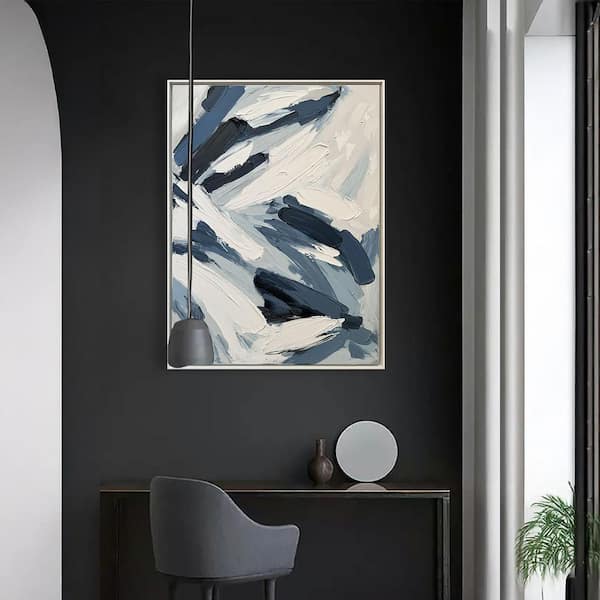 "Veil" Framed Abstract Wall Art Print Hand Painted 36 in. x 48 in.