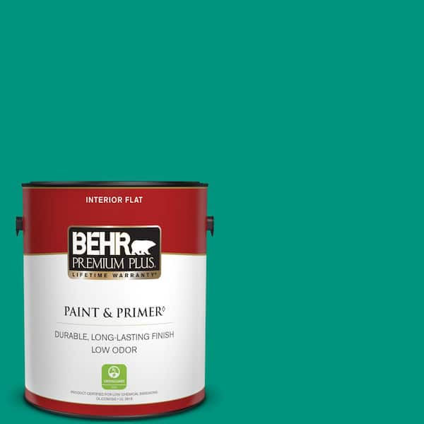 BEHR PREMIUM PLUS 1 gal. #S-G-480 Aqua Waters Flat Low Odor Interior Paint & Primer