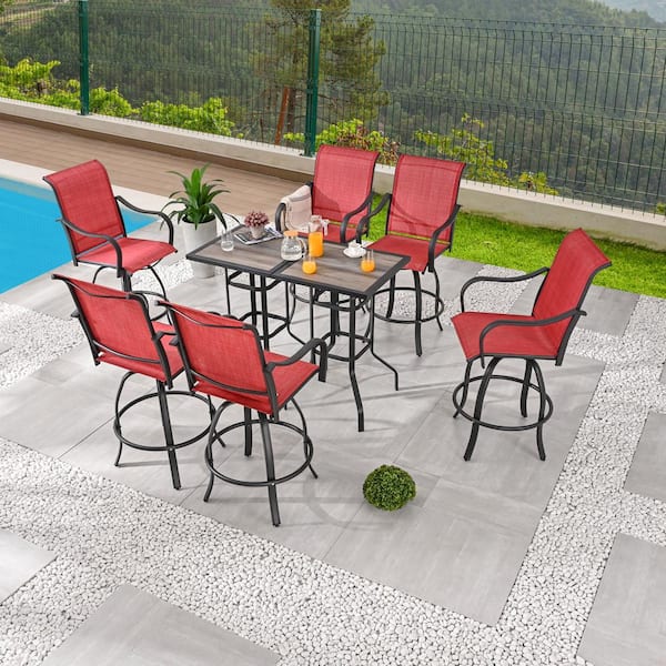 Patio Festival 8-Piece Metal Bar Height Outdoor Dining Set PF19032X2 ...