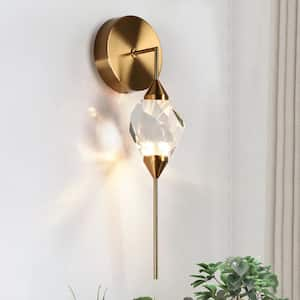 Lucivagus Modern 1-Light Plating Brass Integrated LED Wall Sconce with Crystal Shade