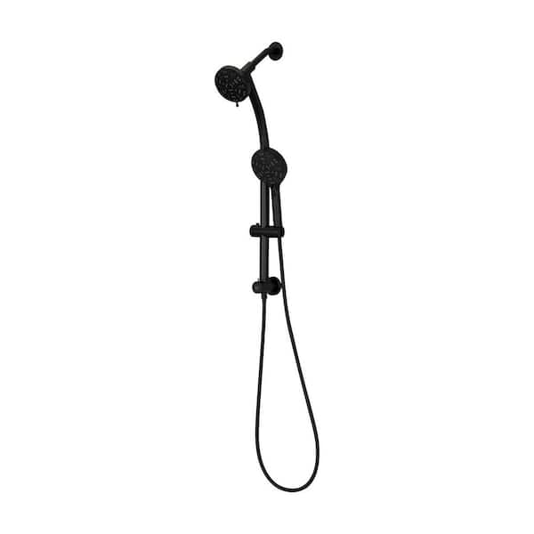 8-Spray Wall Mount Dual Handheld Shower Head With Adjustable Slide Bar 1.8 GPM in Matte Black