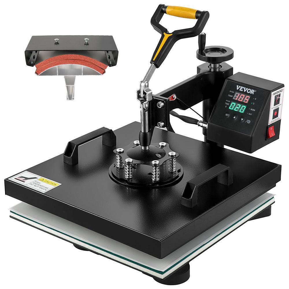 15 in. x 15 in. Heat Press Machine 2 in 1 Digital Precise Heat Control Sublimation Transfer Printer for T-Shirt Hat Cap
