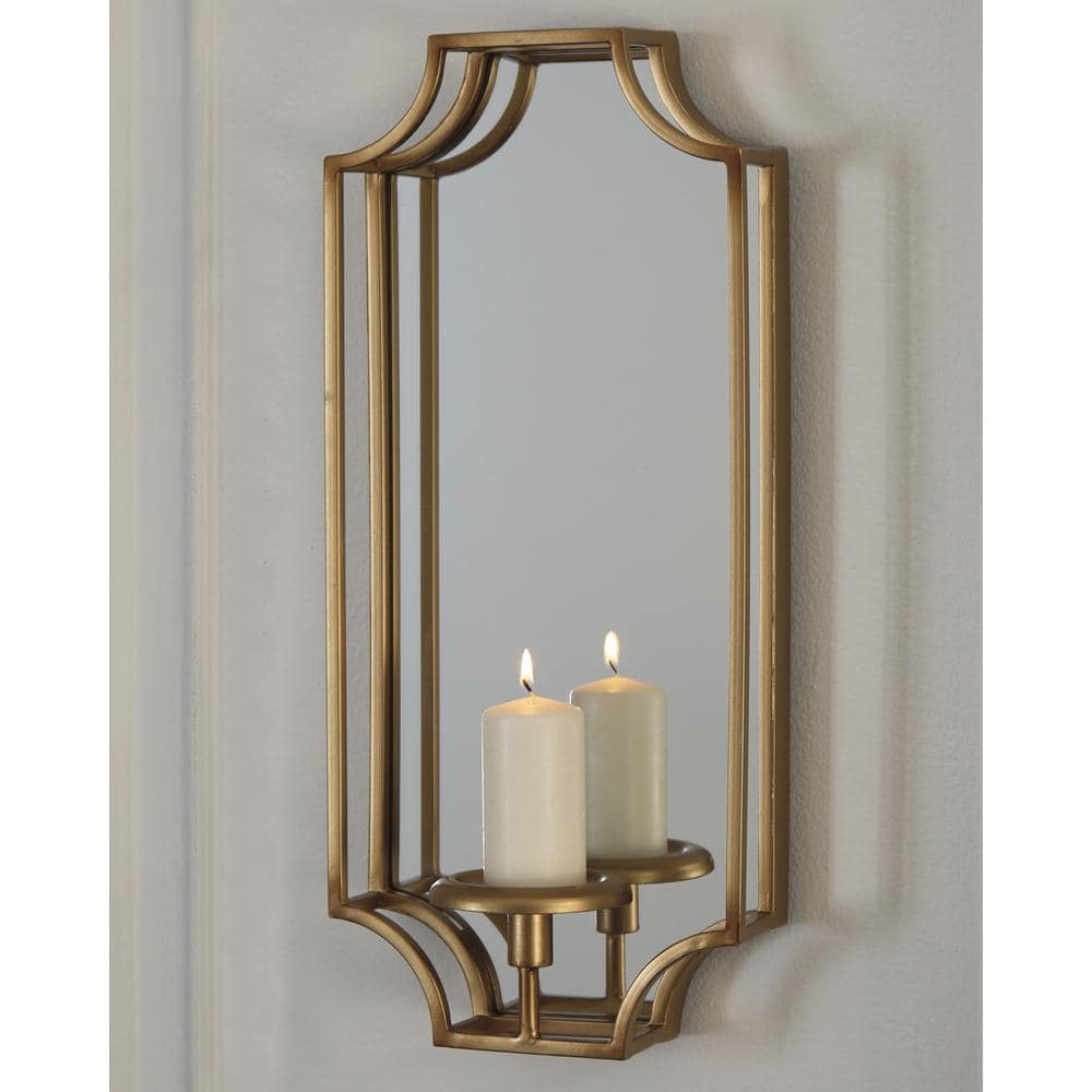 Luminous Goldtone 9" Contemporary Wall Sconce with Mirrored Surface
