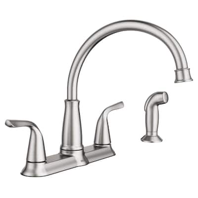 Brecklyn 2-Handle Standard Kitchen Faucet with Side Sprayer in Spot Resist Stainless