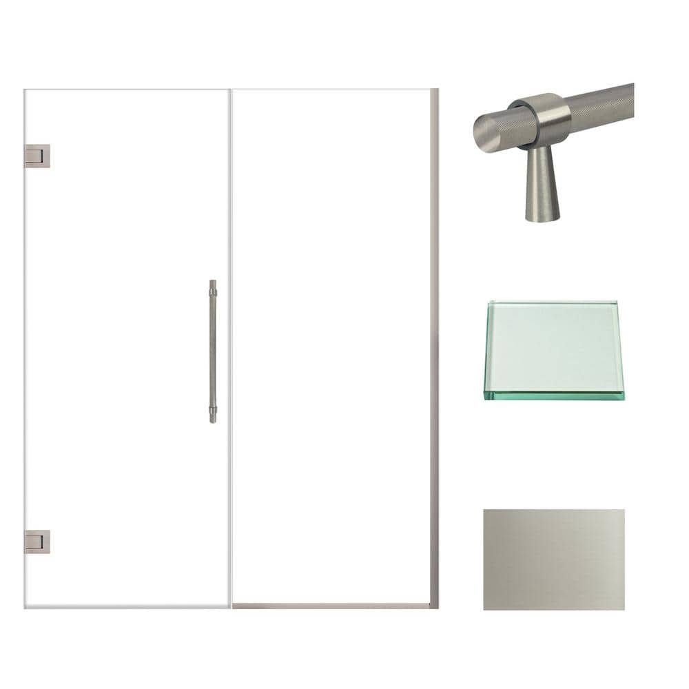 Elizabeth 60" Stainless Steel Frameless Hinged Shower Door with Clear Glass