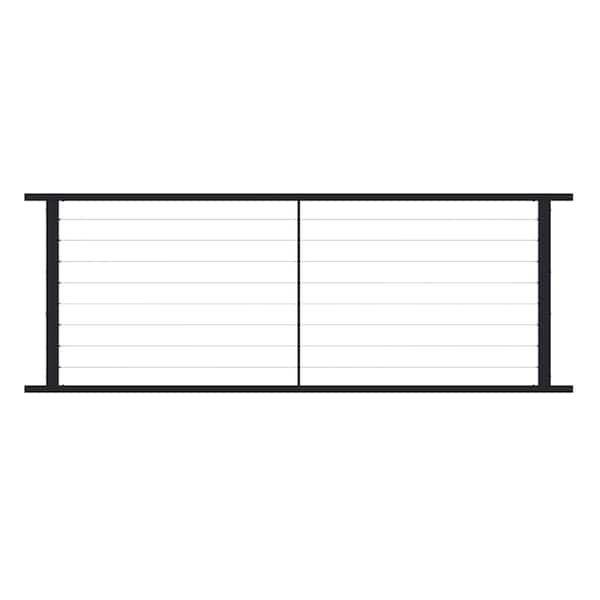 FORTRESS Fe26 Horizontal Cable Rail 34 in. x 8 ft. Black Sand Steel Railing Level Panel