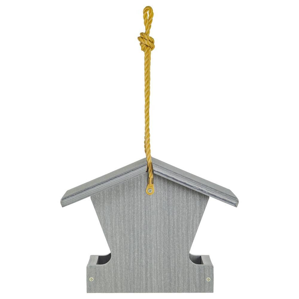 Small Driftwood Gray Hanging Plastic Hopper Bird Feeder