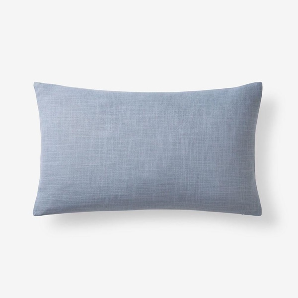 Company Cotton Dusty Blue Texture 12 in. X 21 in. Throw Pillow Cover