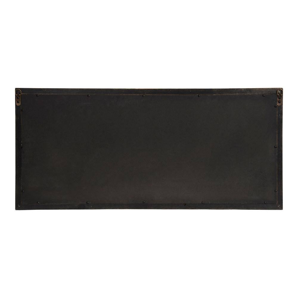 Rustic Brown Wood Wall Mirror with Black Metal Shelf