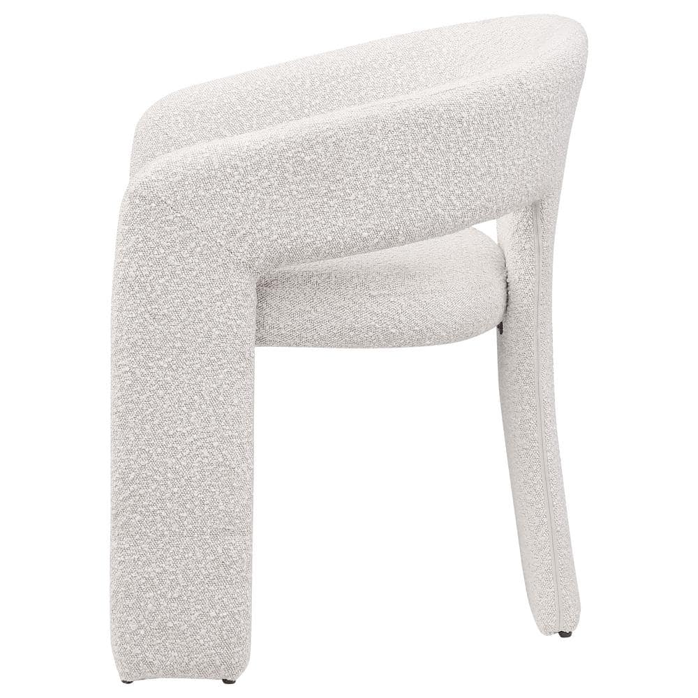 Cream Boucle Upholstered Contemporary Arm Side Chair