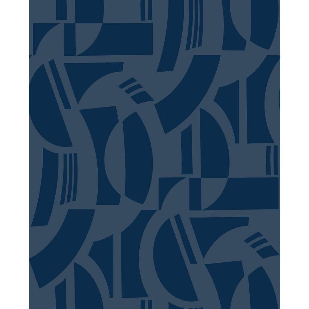 Carter Blue Indigo Flocked Geometric Flock Non-Pasted Non-Woven Paper Wallpaper price history on PriceWatchPro