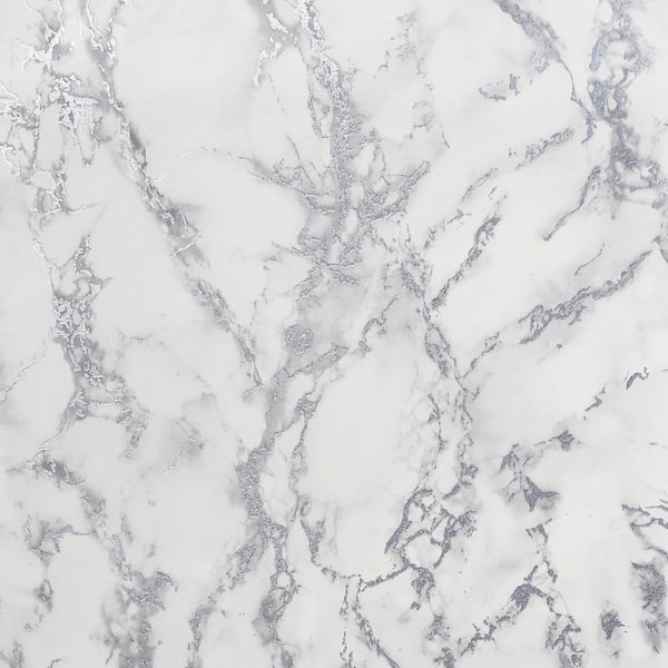 Siward White Metallic Marble Wallpaper Sample