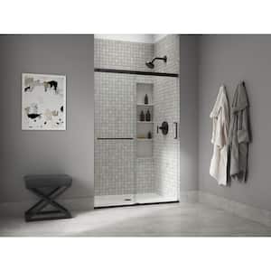 Elate 44-48 in. W x 71 in. H Sliding Frameless Shower Door in Matte Black with Crystal Clear Glass